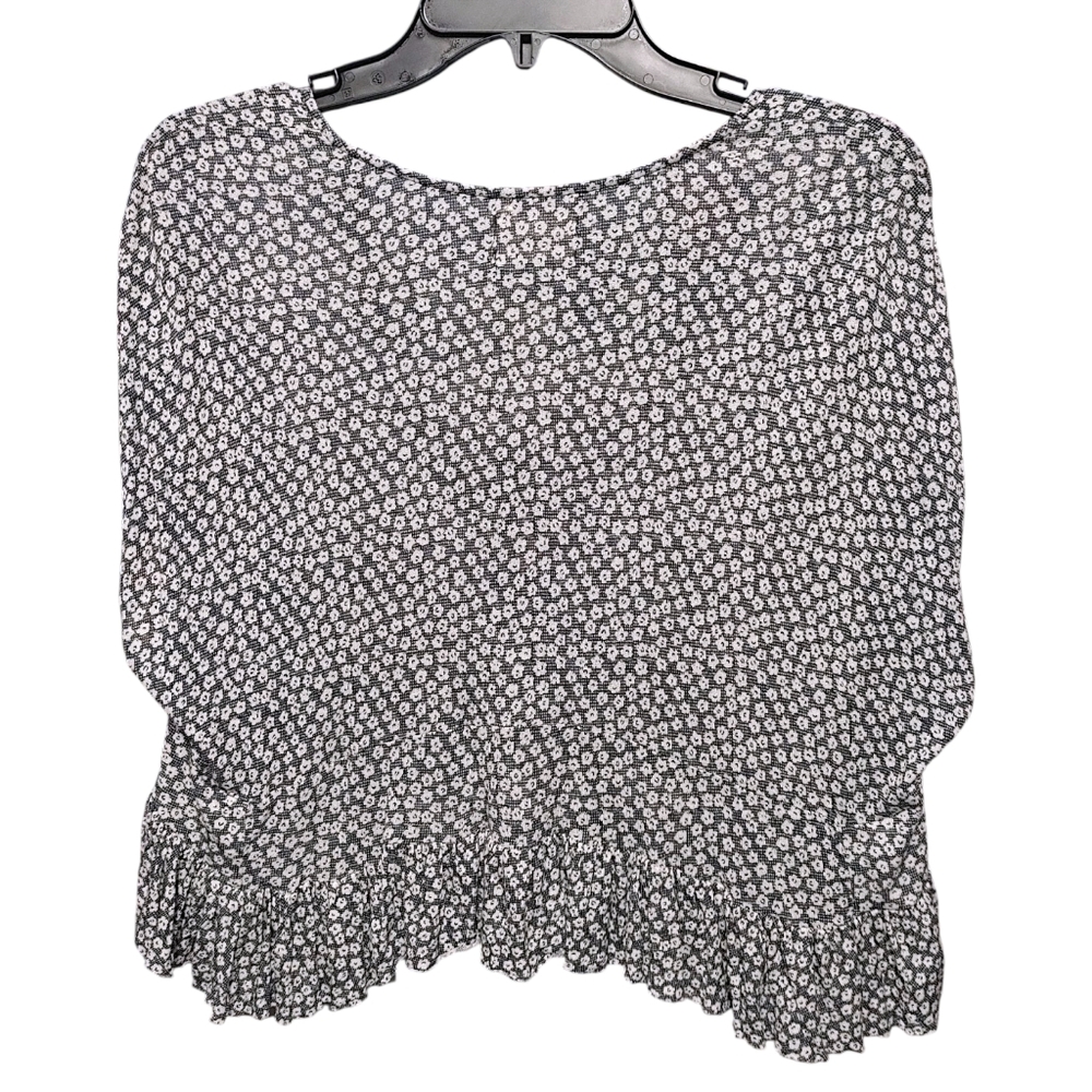 Urban Outfitters Black & White Floral Ruffled Crop Top Women's Size Large L - Picture 3 of 9